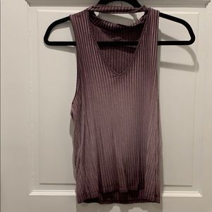 American Eagle purple tank with neck cutout